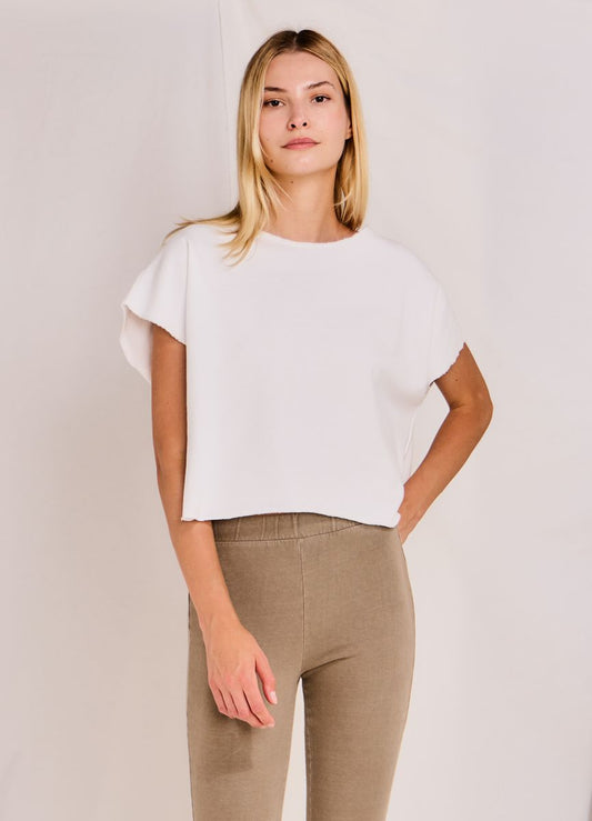 Theo Crop Fitted Poncho - White