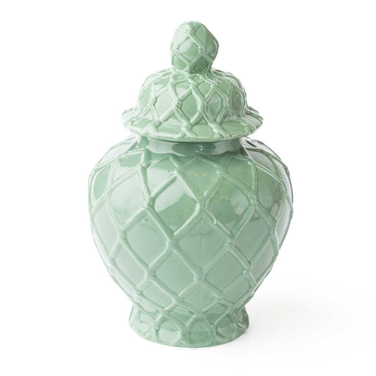 Green Textured Ginger Jar - Large