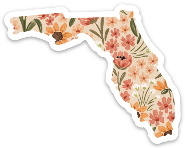 Florida Floral State Sticker 3x3in.