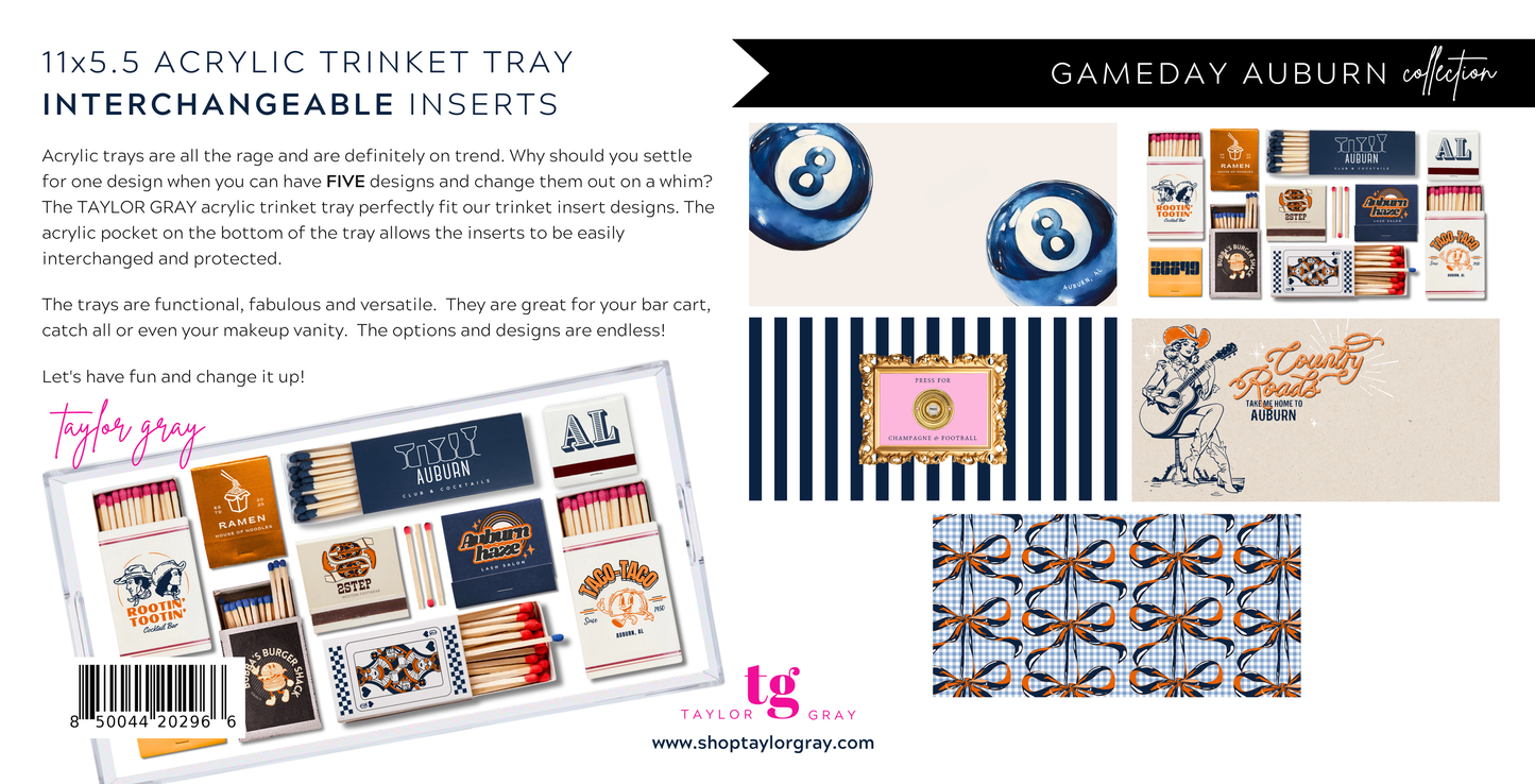 5.5x11 GAMEDAY AUBURN trinket tray insert set of 5