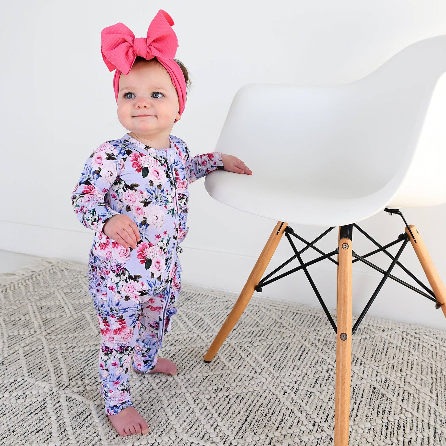 Emerson Floral Ruffle Zip Bamboo Baby Sleepies Little