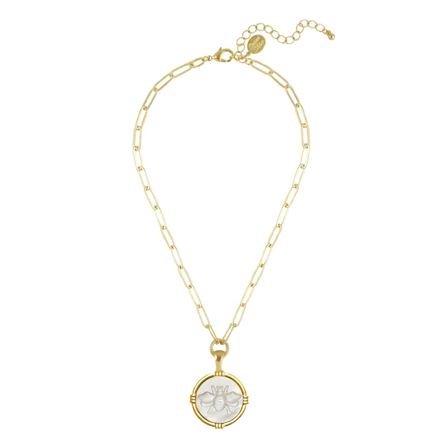 Etched Bee in Genuine Mother of Pearl Necklace