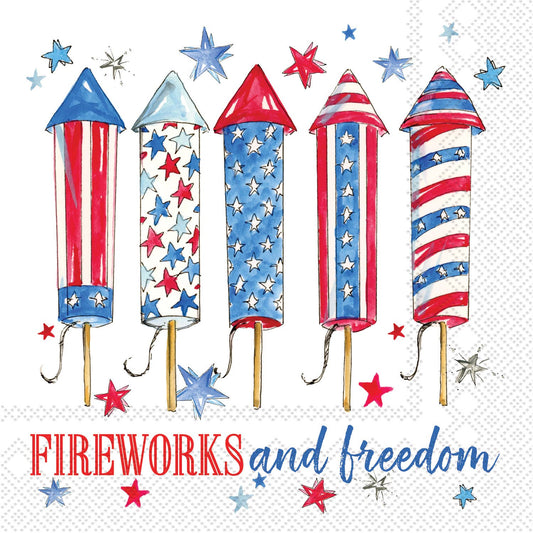 Paper Cocktail Napkin 20 Ct Fireworks & Freedom Rosanne Beck