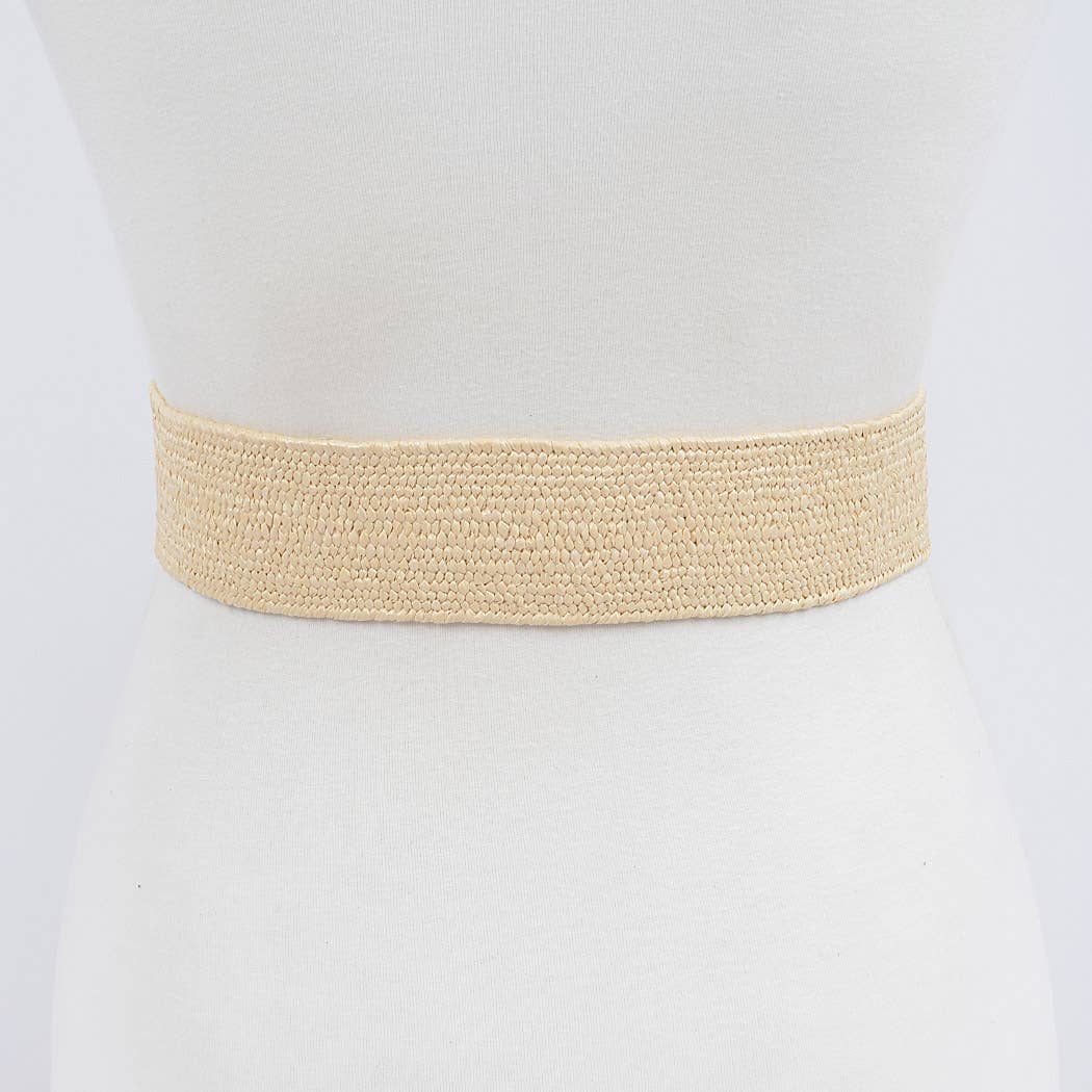 Handmade Bamboo Buckle Stretch Straw Belt
