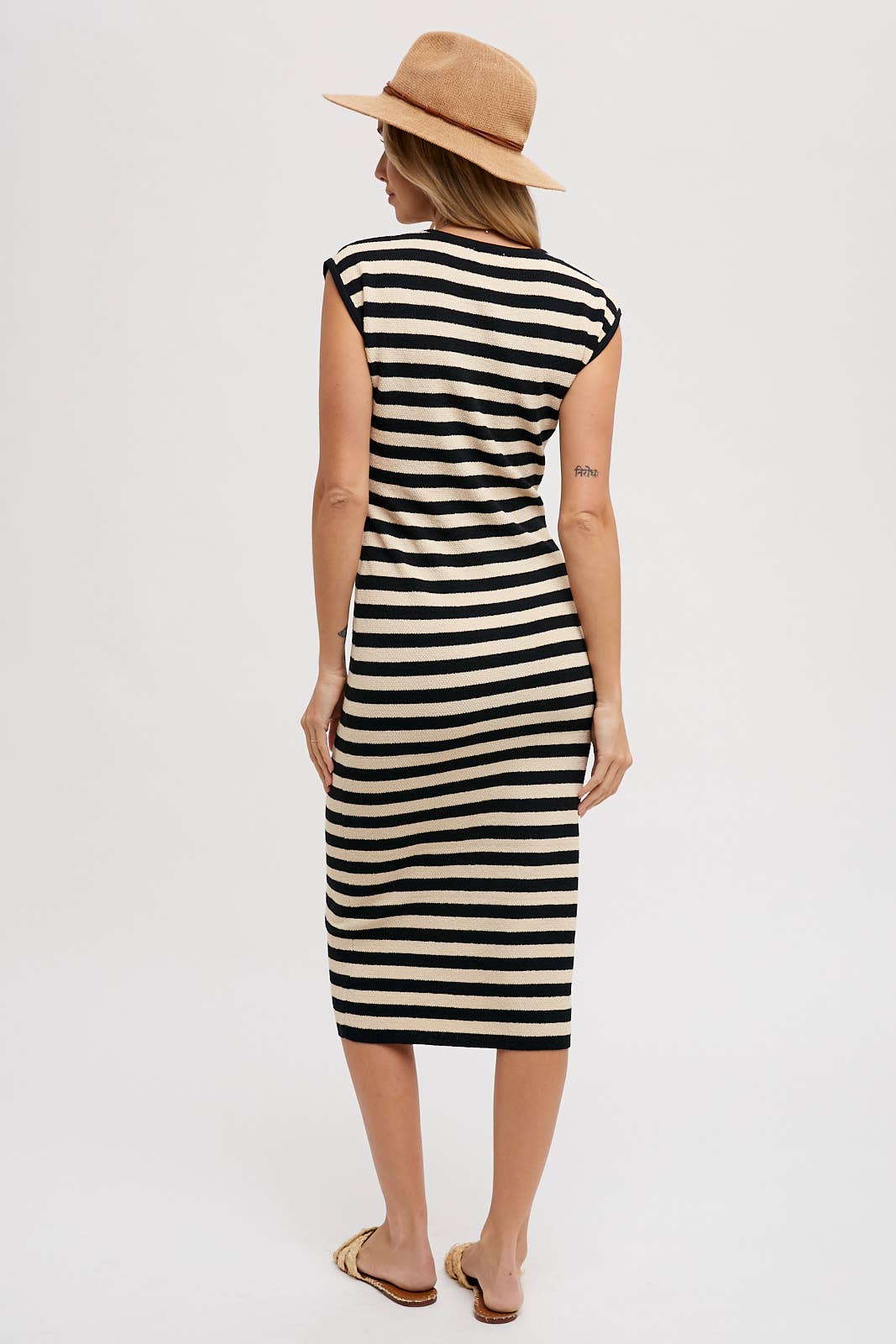 STRIPED CONTRAST TANK MIDI DRESS