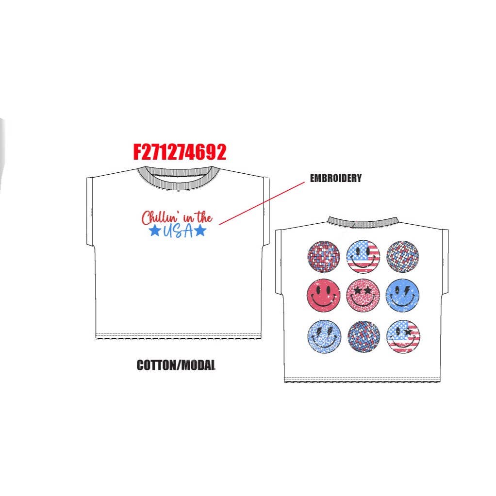 Chillin' in the USA embroidery sleeveless shirt-TWEEN GIRLS