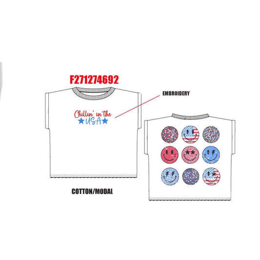 Chillin' in the USA embroidery sleeveless shirt-TWEEN GIRLS