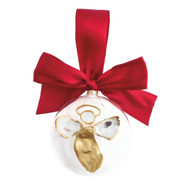 Glass Oyster Angel Ornament