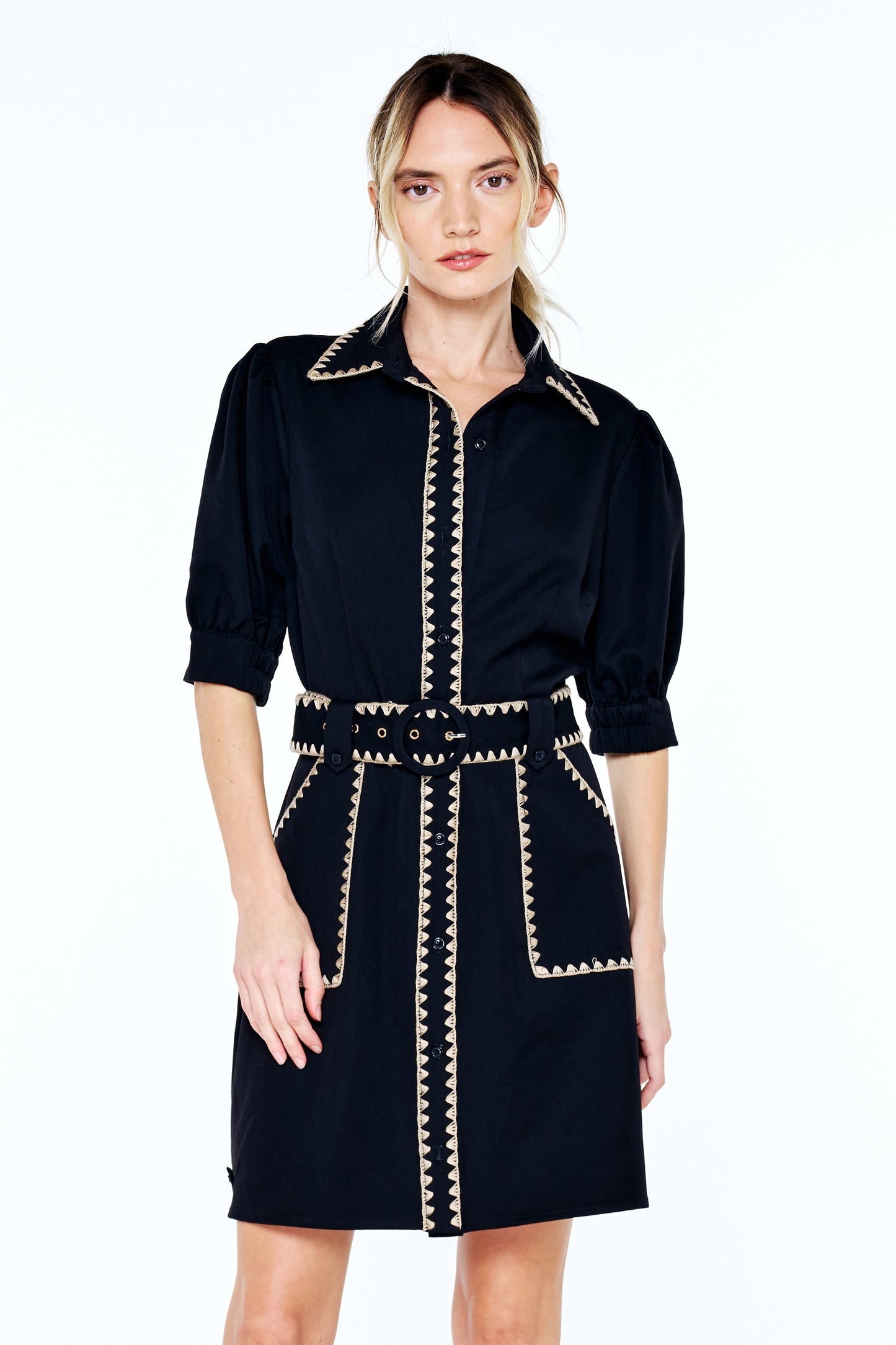 Gelso Embroidered Mini Shirt Dress