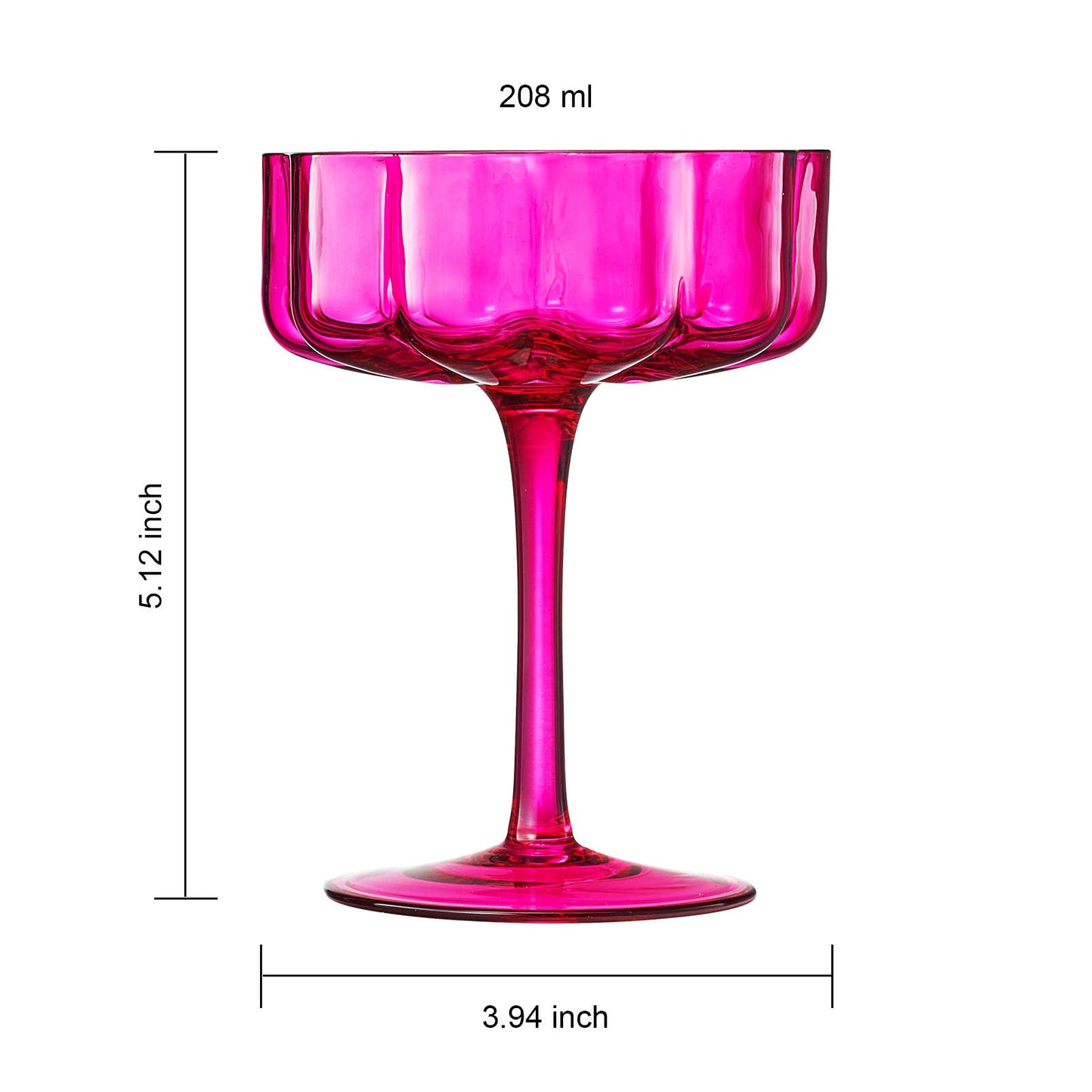 Flower Wave Champagne Coupe Cocktail Glassware | Set of 2