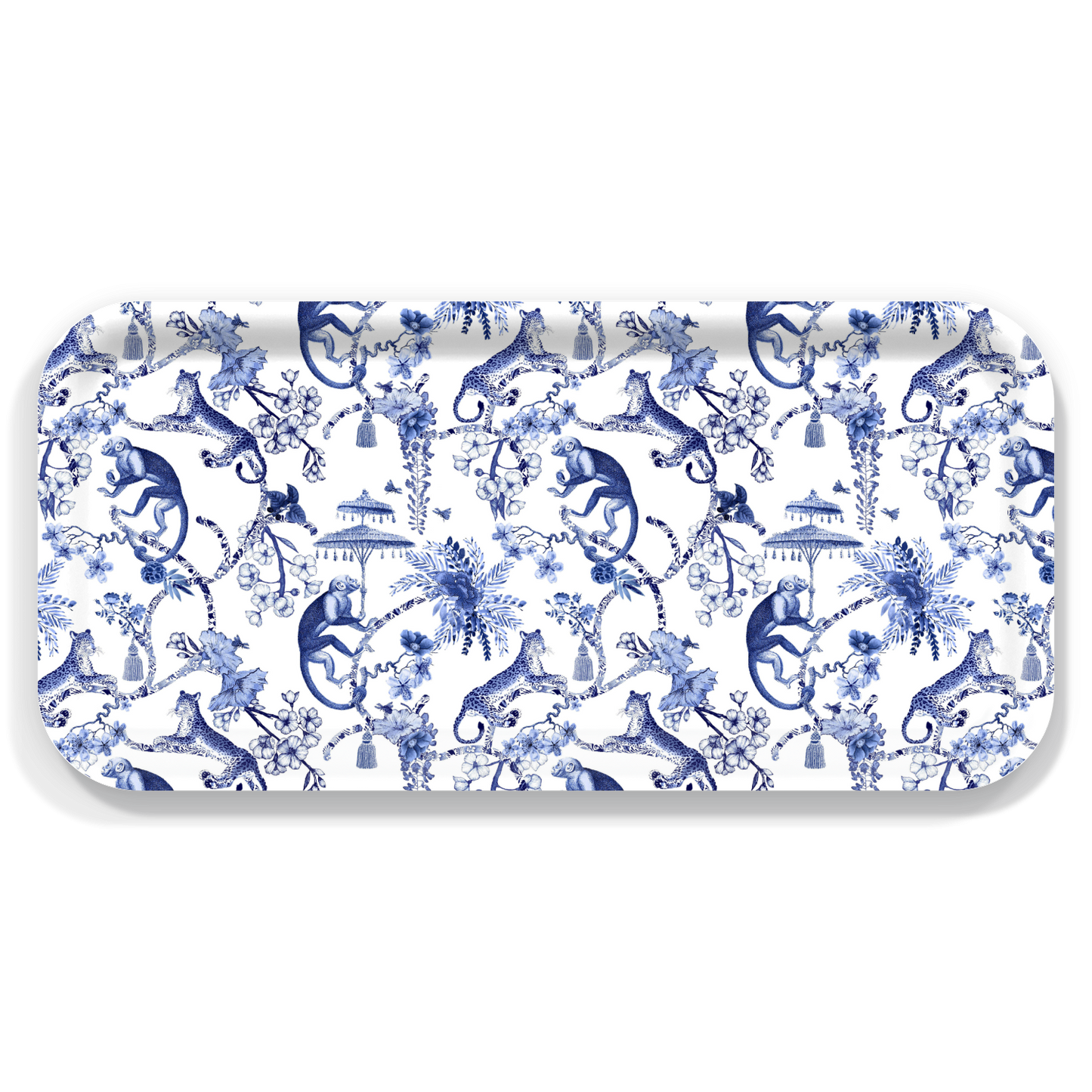 It’s a Jungle Out There Tray – Blue & White Chinoiserie Tray