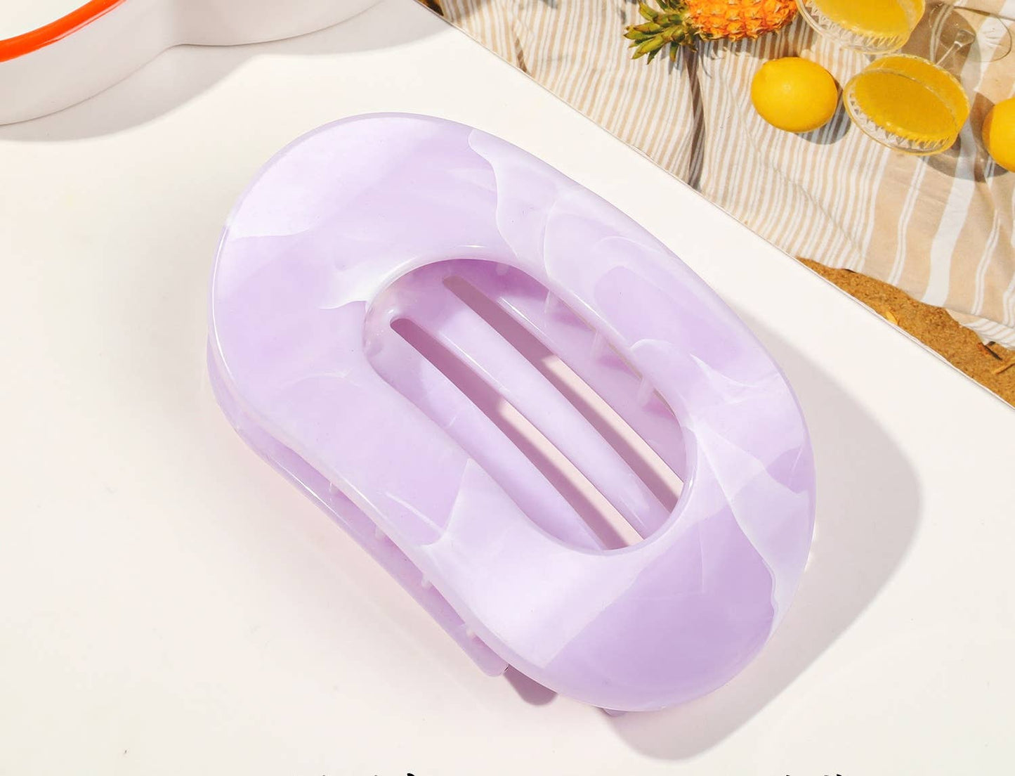 Women's Colorful Flat Round Flower Bow Hair Claw Clip