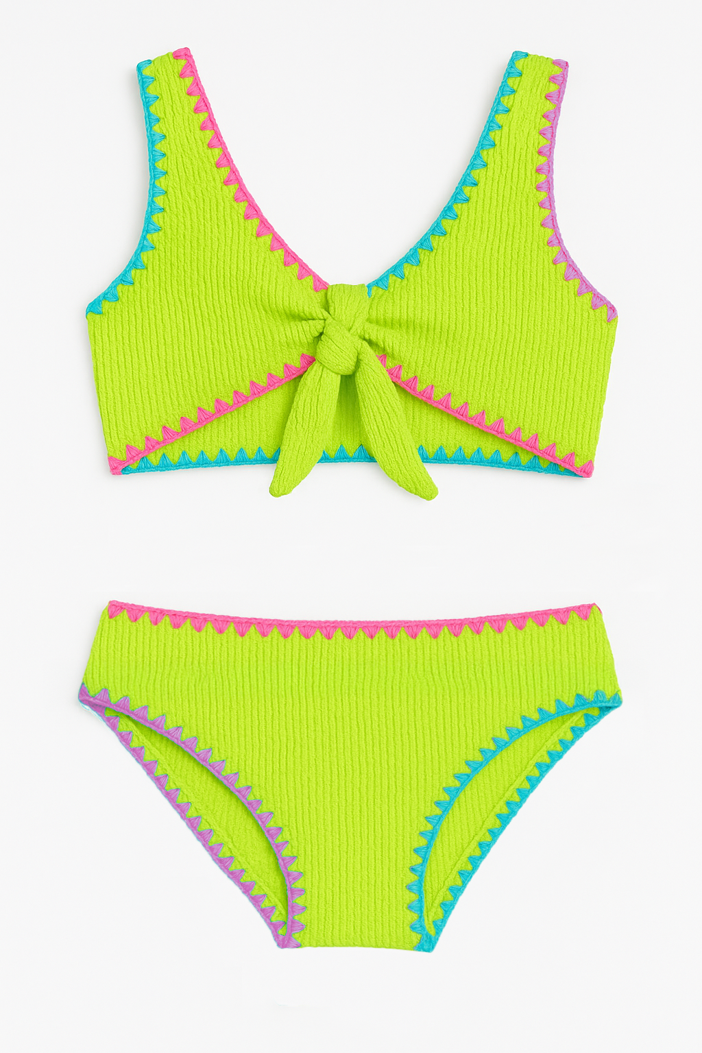 Izy Crinkle Tie Bikini with Embroidered Trim