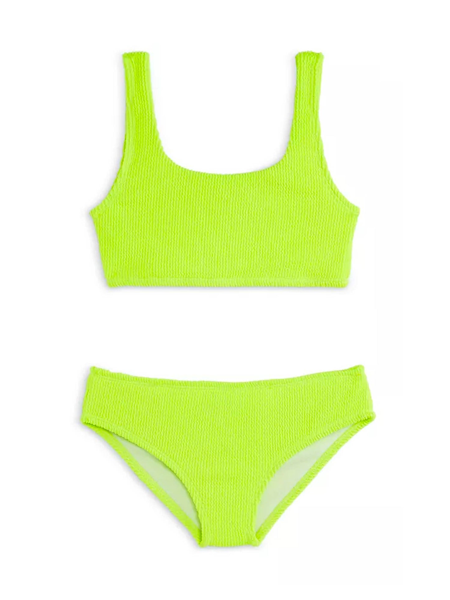 Fay Crinkle Square Neck Bikini Swimsuit - Citrus Lime