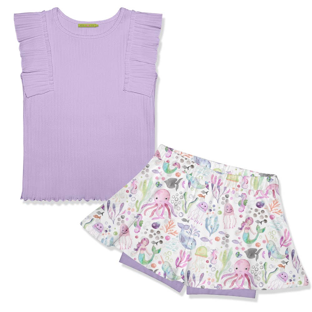 Orchid Petal Ribbed Sleeveless Top & Sea Dreams Skort