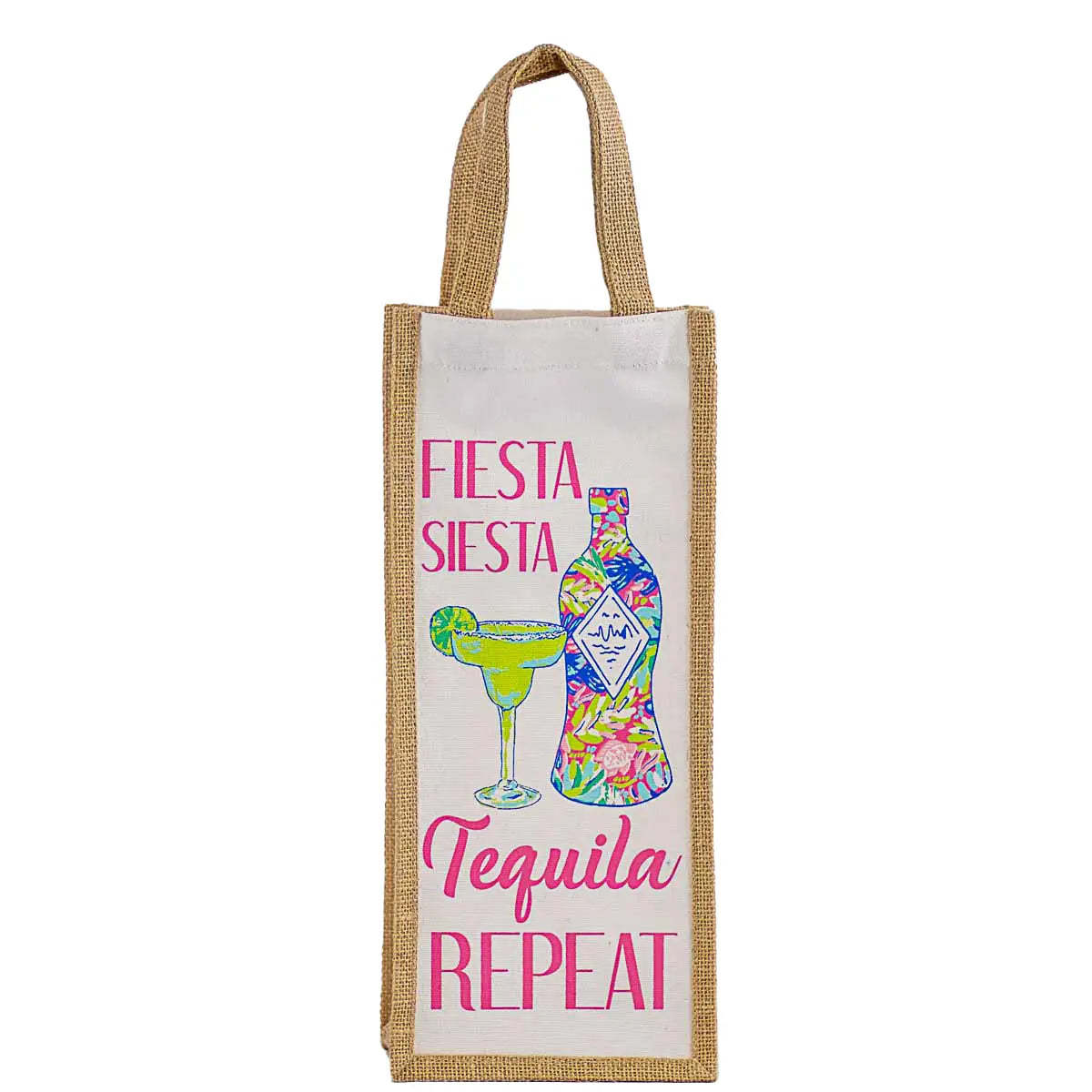 Tequila Repeat Wine Bag White/Multi 6x14x4