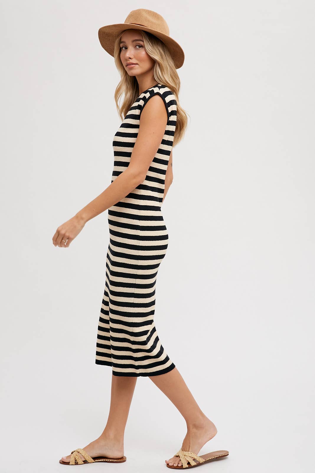 STRIPED CONTRAST TANK MIDI DRESS