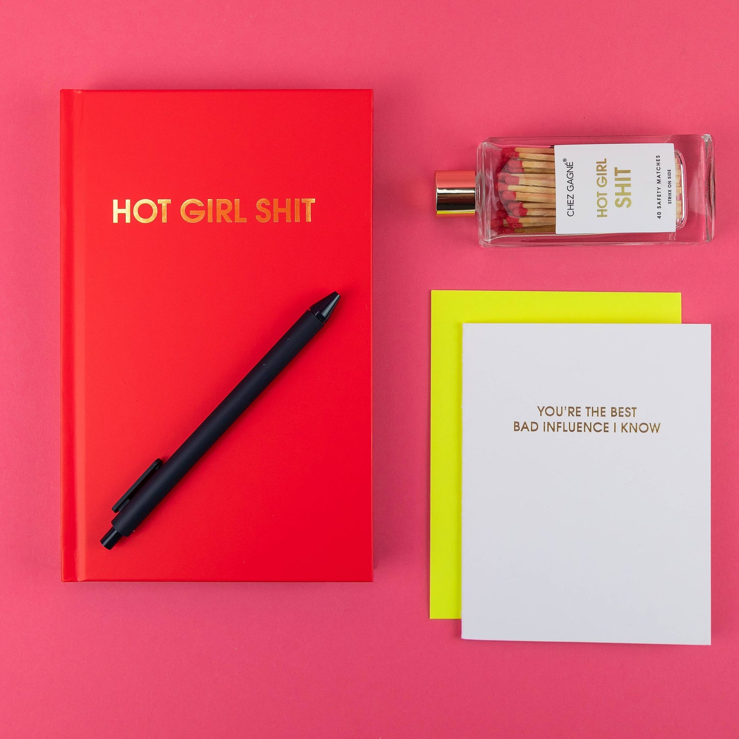 Hot Girl Shit - Glass Bottle Safety Matches, Red, Funny Gift