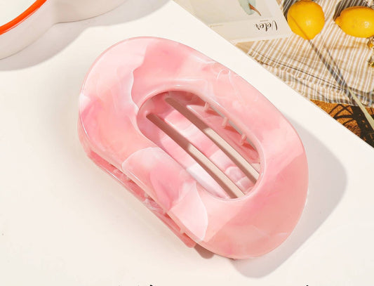 Women's Colorful Flat Round Flower Bow Hair Claw Clip