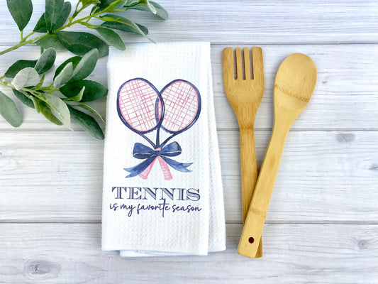Tennis Favorite Season Towel, Tennis Kitchen Decor Preppy