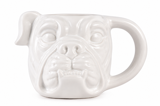 Bulldog Shaped Mug White 16oz