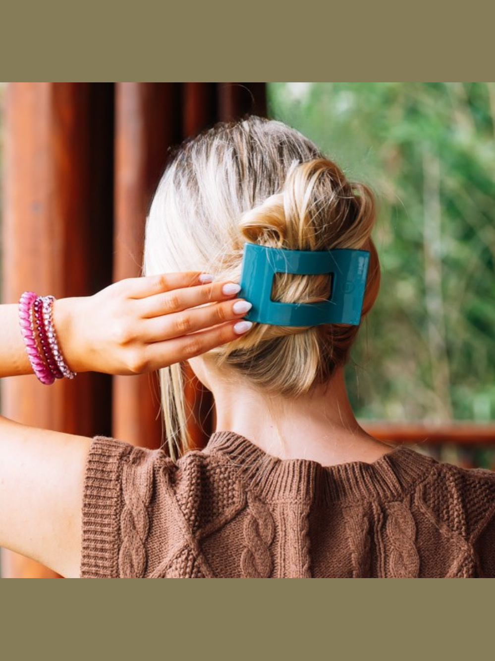 Teal With It Medium Flat Rectangle Hair Clip