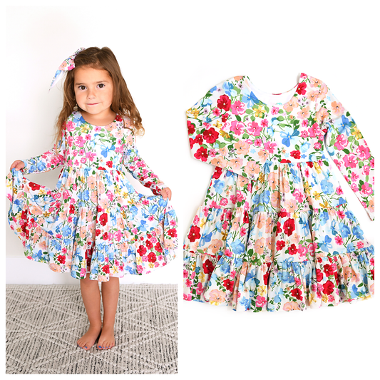 Kaylee SWING DRESS Bamboo Floral Kids Clothing Outfit