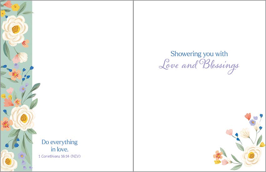 With Scripture Wedding Shower Card - Shower Flower Border
