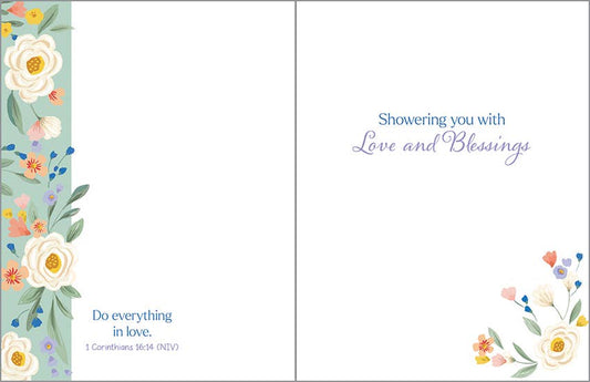 With Scripture Wedding Shower Card - Shower Flower Border