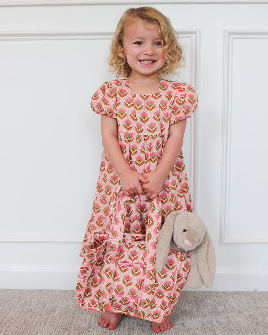 Pink Block Print Dress