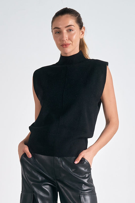 Mock Neck Sleeveless Sweater