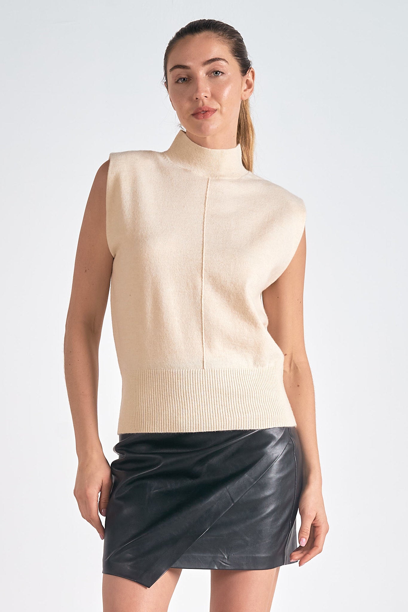 Mock Neck Sleeveless Sweater