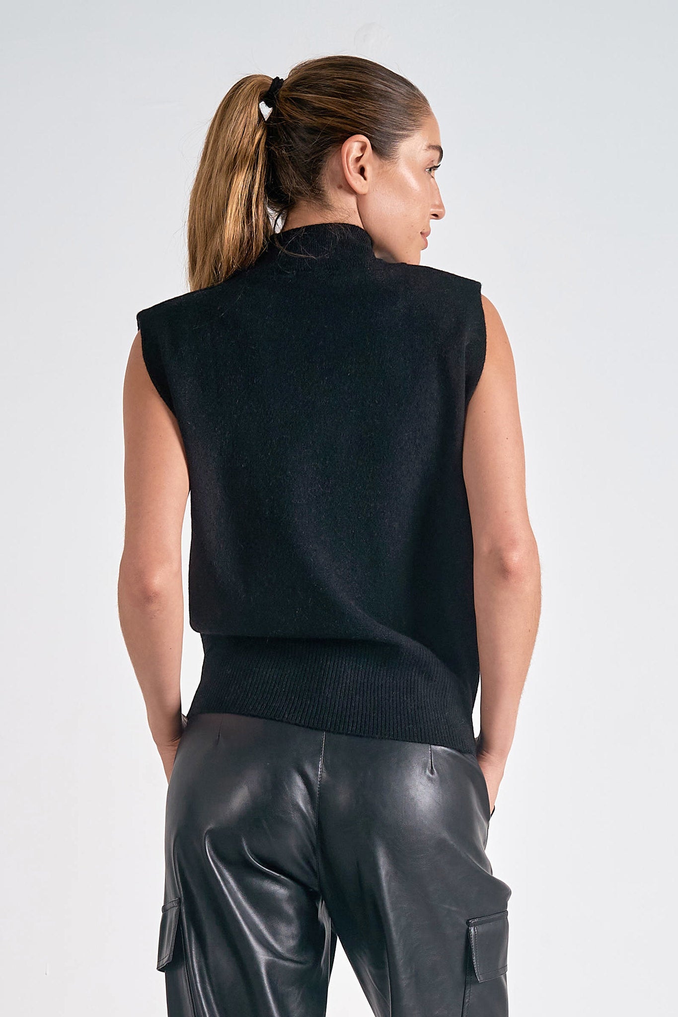 Mock Neck Sleeveless Sweater