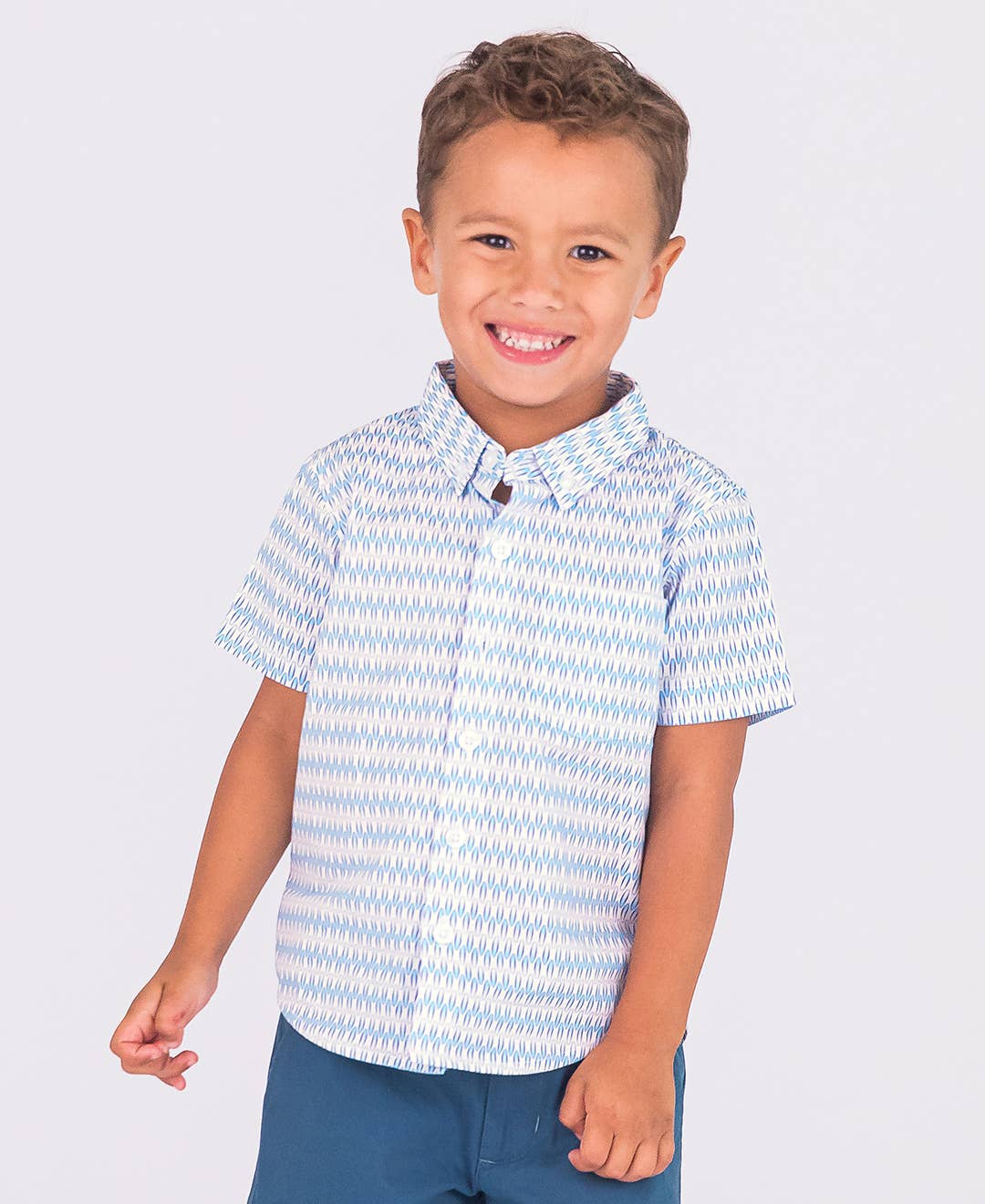 Boys Riding the Waves Short Sleeve Button Down Shirt