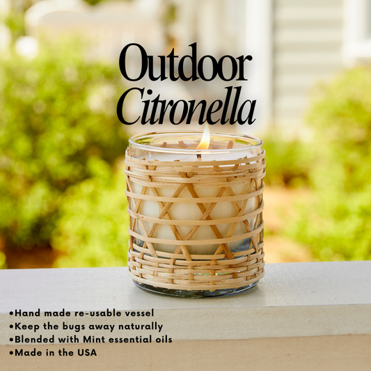 Citronella Seaside Candle In Bamboo Wrapped 7oz.