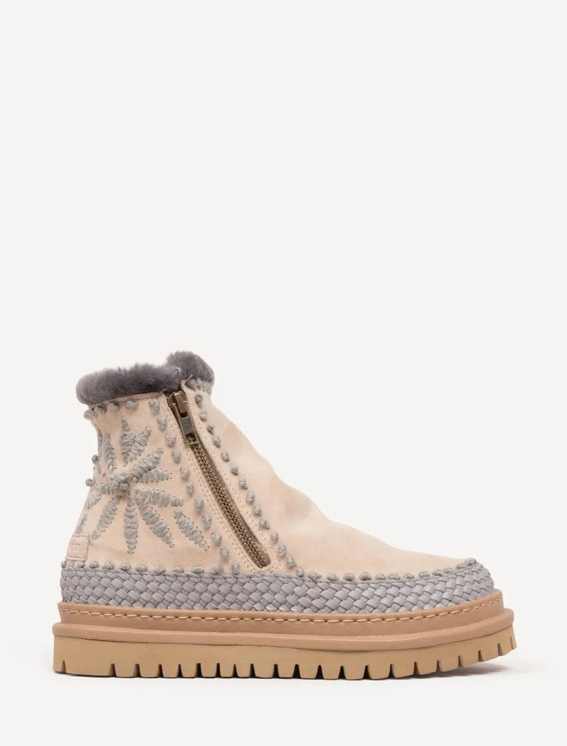 Setsu Floral Suede Ankle Boot - Grey