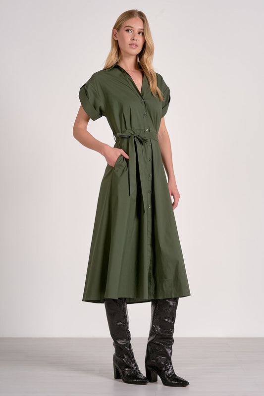 Pine Button Down Maxi Dress