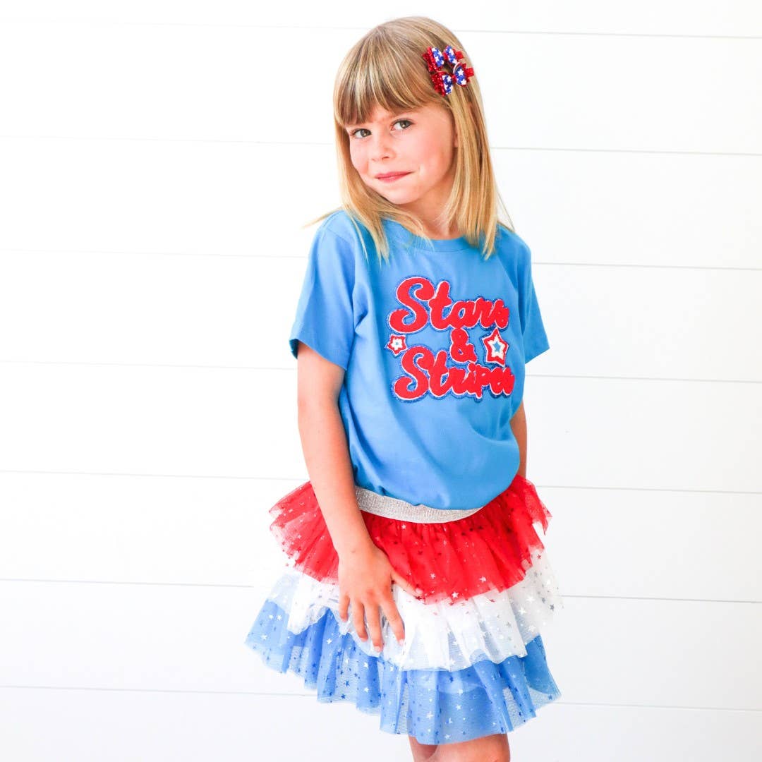 Stars and Stripes Patch Short Sleeve T-Shirt - Kids Tee