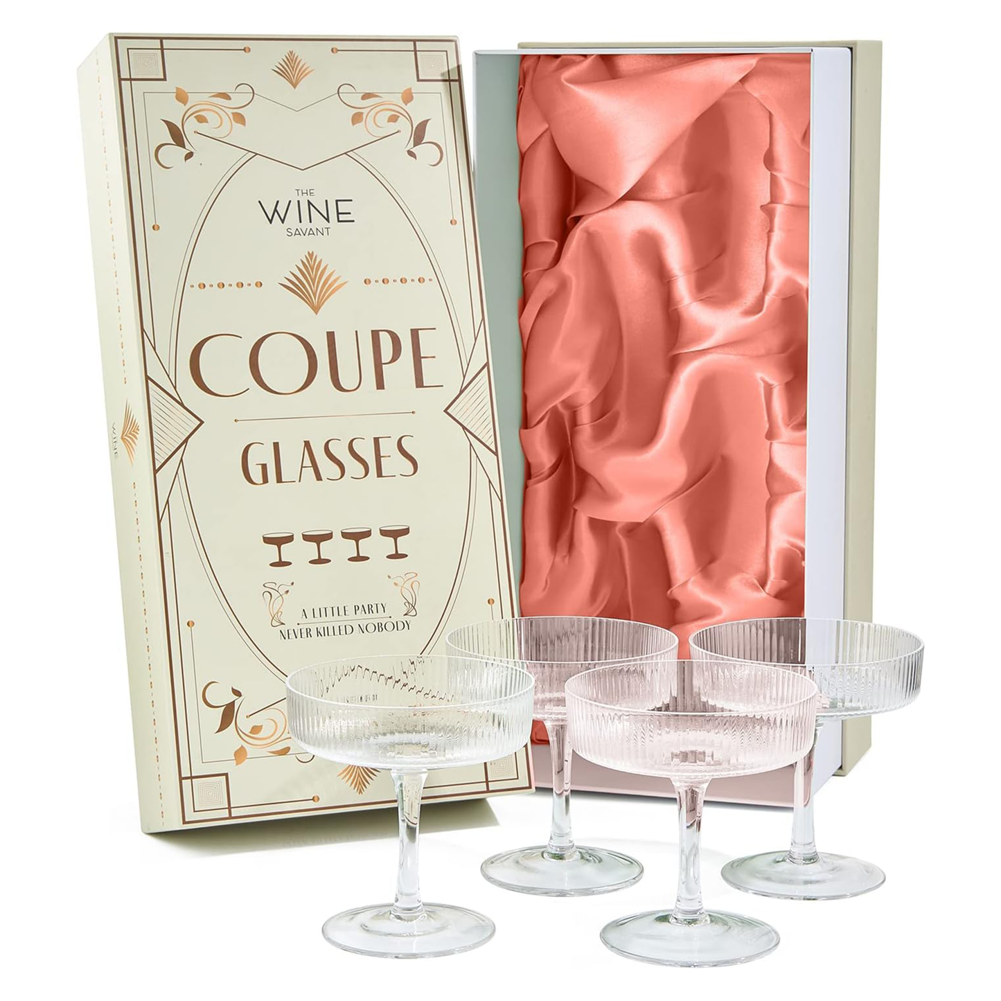 Coupe Glasses Ribbed Coupe Cocktail Glasses 7 oz | Set of 4