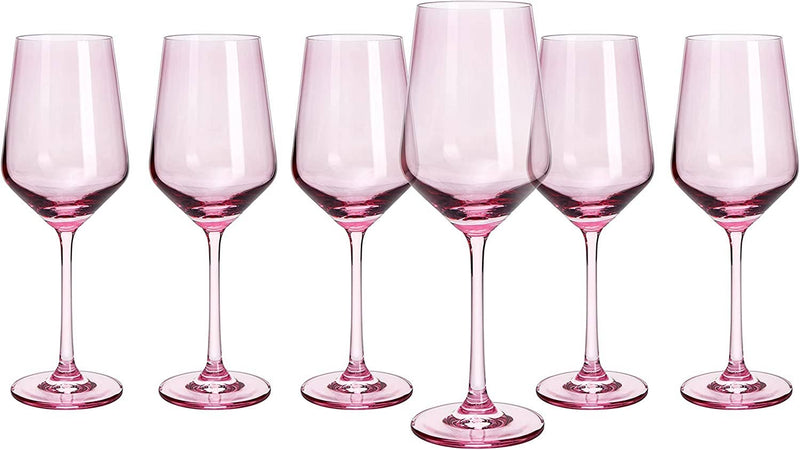 Pink Colored Wine Glass - 12 oz Hand Blown