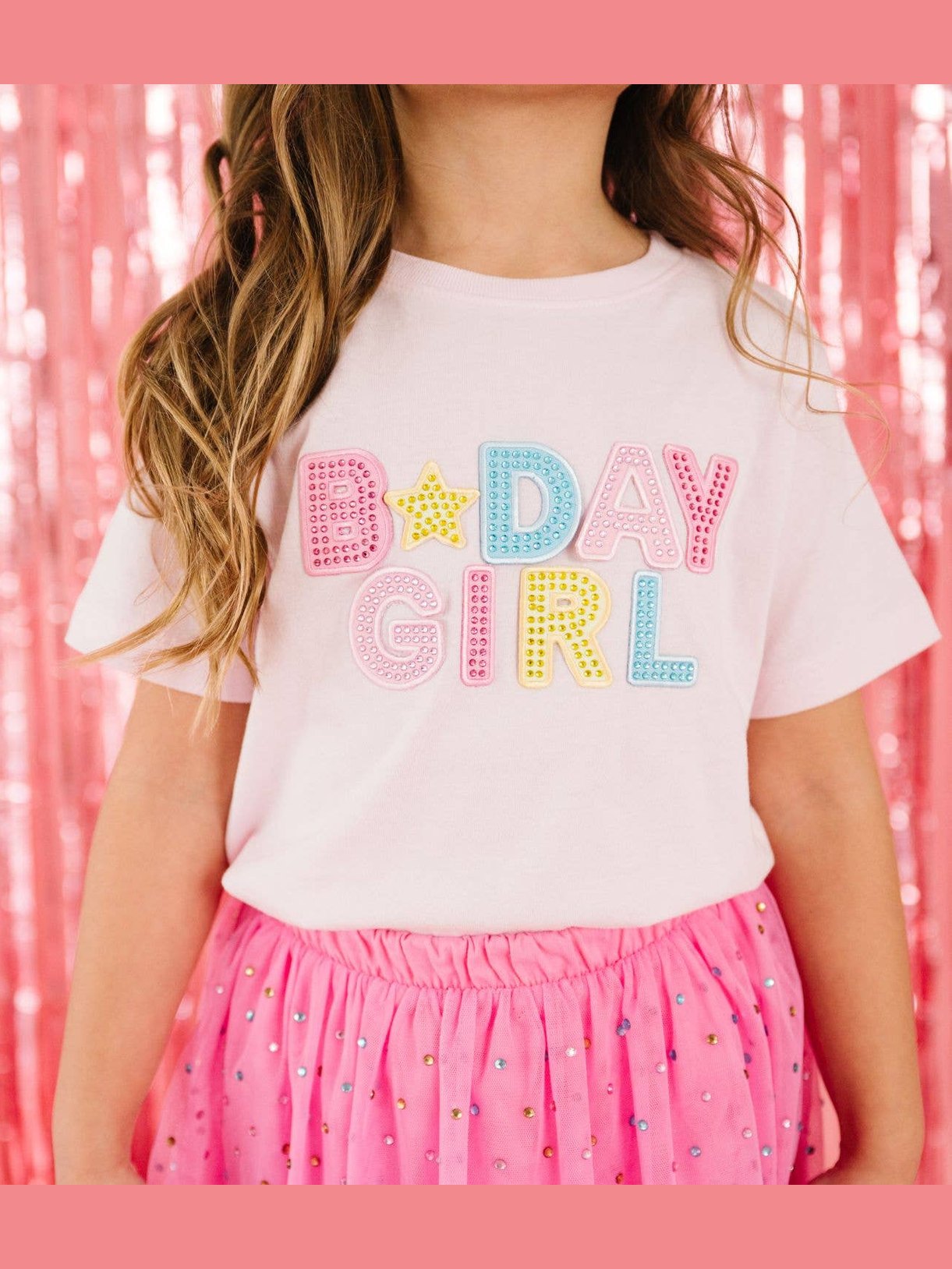 Birthday Girl Rhinestone Patch Short Sleeve T-Shirt - Kids