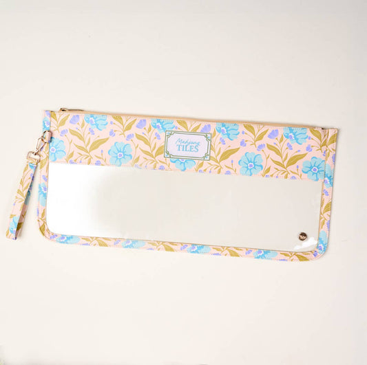 Mahjong Tile Keeper Pouch–Poppin' Petals Aqua