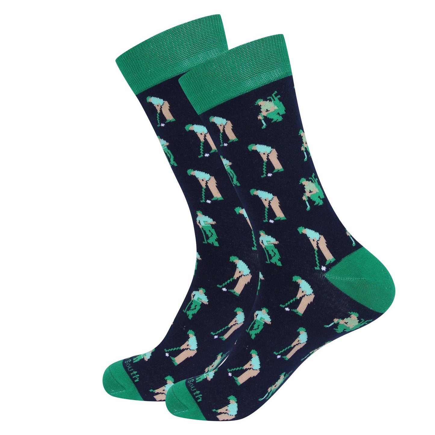 At The Course Navy/Green Socks