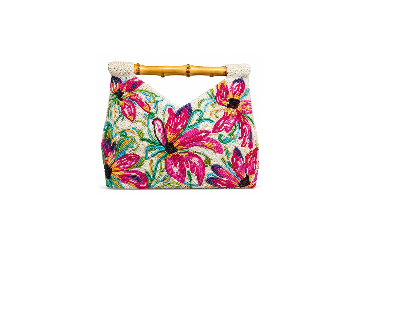Bamboo handle clutch COBH 870 - Ivory/Multi