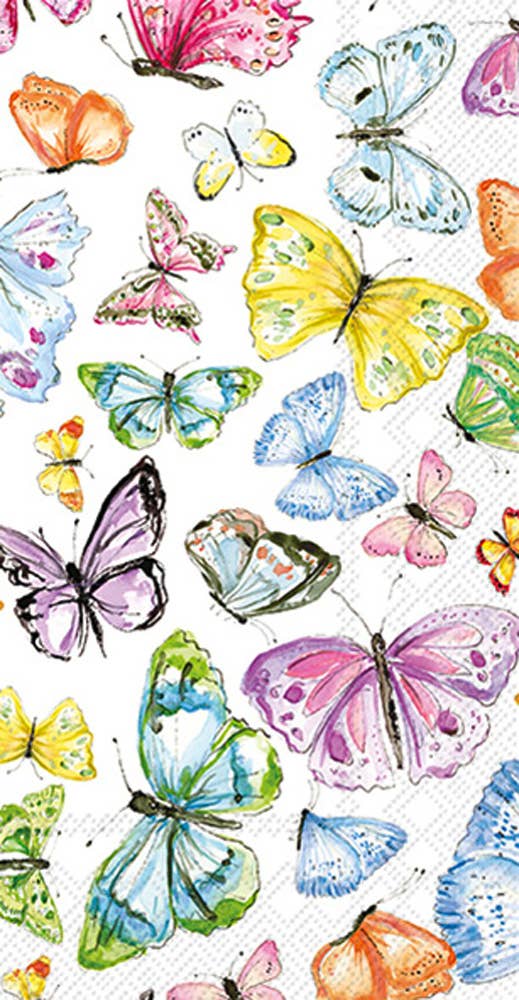 Paper Guest Towels 16ct Multi Color Butterflies Rosanne Beck