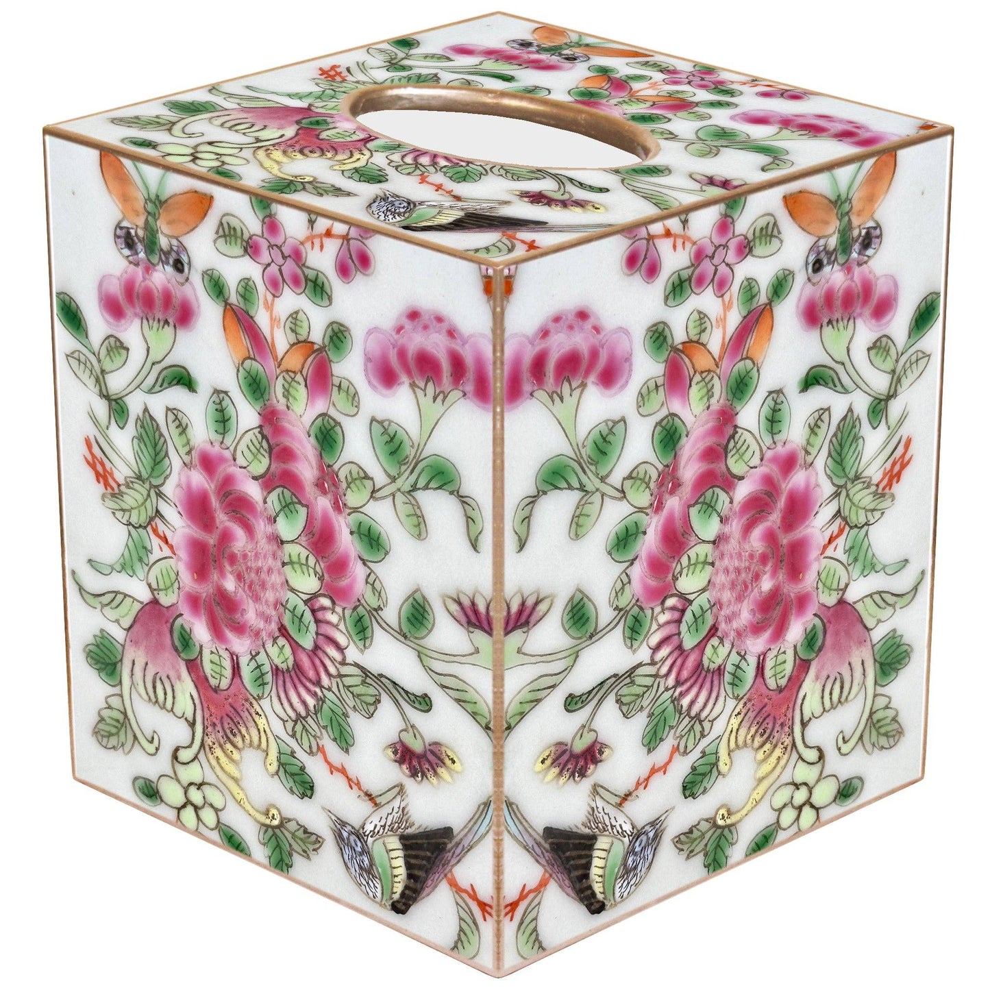 TB6824-Rose Medallion Roses with Bird Tissue Box Cover
