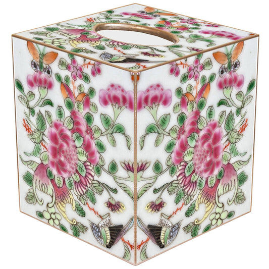 TB6824-Rose Medallion Roses with Bird Tissue Box Cover