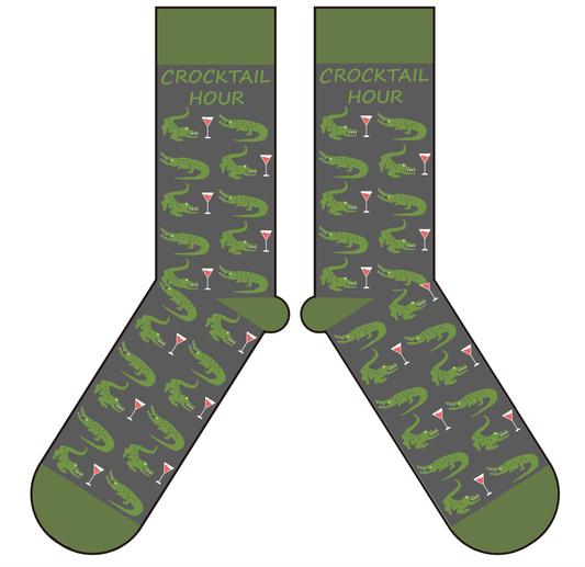 CrockTail Hour Socks Alligator Crocodile Drinking Socks