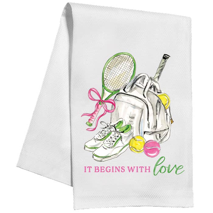 It Begins With Love Tennis Equipment Kitchen Towel - Thumbnail 3