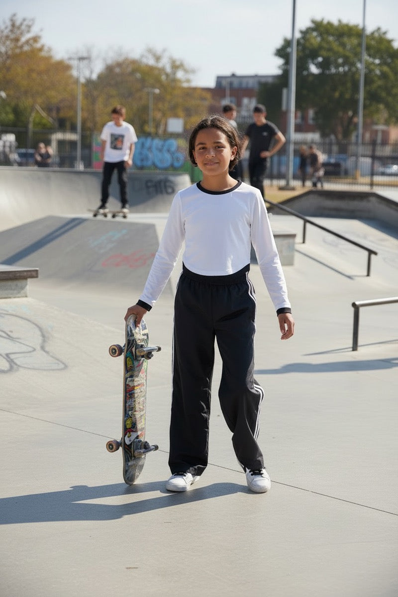 Side Stripe Track Pant - Black / White
